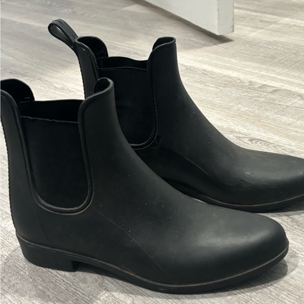 J. Crew Black Chelsea Rain Ankle Boots - Picture 2 of 8
